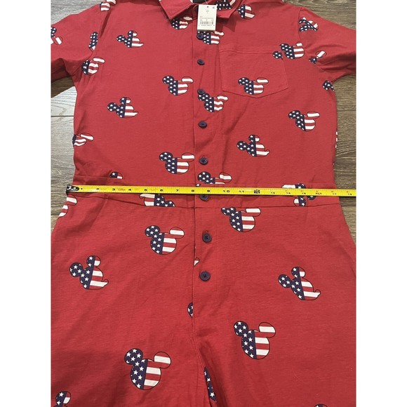 Disney Men's Red Mickey Mouse Americana Pajama Romper Mens small pajamas 1222 - Picture 8 of 11